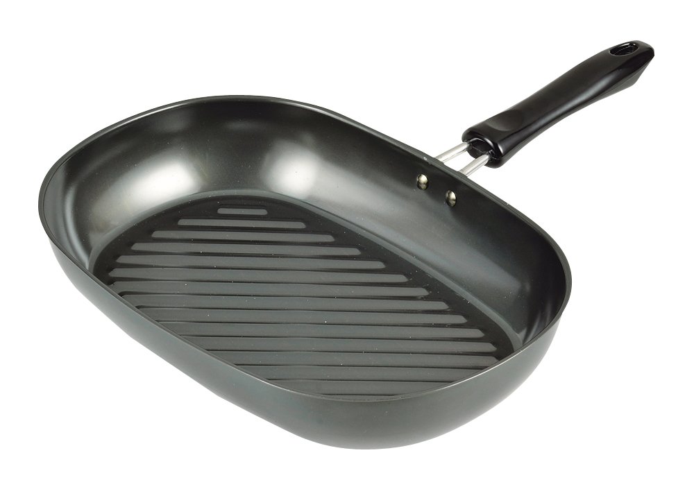 Pearl Metal Platico HB-3307 Iron Oval Pan, Wave, 12.2 x 8.3 inches (31 x 21 cm), Grill Pan, Induction Compatible, Made in Japan, Made in Tsubamesanjo, Black