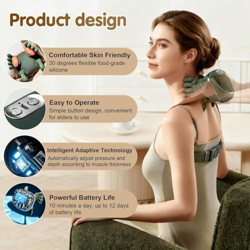 Image of Electric Neck and Back Body Massager for Neck Pain Relief Massage for Muscle Relaxation Shoulder Massager Portable Cordless Body massager