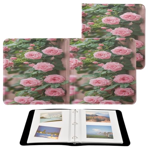 Álbum de fotos autoadhesivo DIY Scrapbook álbum rosa con tema floral 3 anillos 40 páginas 8x10 para recuerdos miniatura 2
