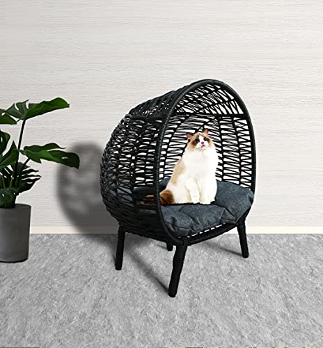 B.u.style Dog Beds For Medium Dogs, Elevated Bed For Dogs, Cats, Small And Medium Animals Outdoor- Indoor Used, Natural Soft And Comfortable Cushion, Kd Legs, Black Color, Medium: 21L X 18W X 25H #TOP5