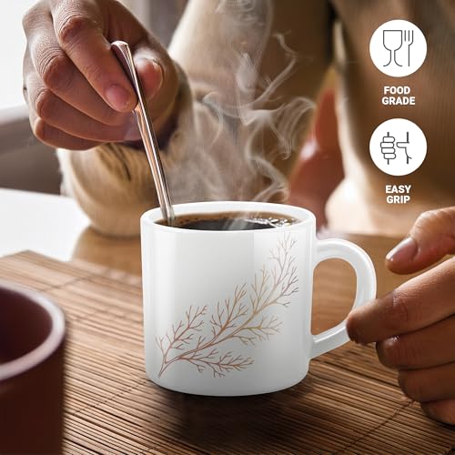 Image of Treo by Milton Opalware Amara 10 Silvia Cup Set | Microwave & Dishwasher Safe | Bone-Ash Free | Tempered Toughness | Set of 6, 100 ml Each | White | Crockery Set for Daily Use & Gifting