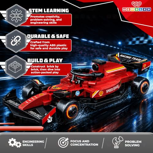 Image of Wembley Race Mechanic Series-201 PCS | Pull-Back Formula Racing Car Building Blocks Set | STEM Construction Toy for Kids 3+ Years | Educational Model Car Building Kit | Ideal Gift for Boys & Girls