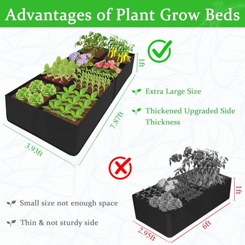 POILKMNI 232 Gallon Thickened Fabric Raised Garden Bed, Large 8x4x1ft Garden Grow Bed Bags for Growing Plants, Vegetables, Flowers and Herbs, Black by POILKMNI - Image 4