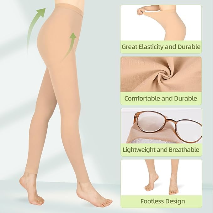 Compression Pantyhose for Women & Men, 2 Pairs 15-20mmHg Medical Graduated Compression Stockings Leggings - Image 5
