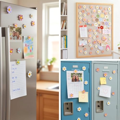 Image of Flower Fridge Magnets，Cute 3D Refrigerator Magnets for Office Kitchen Locker(Large*5+Middle*5)