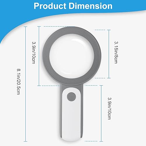 Miniatura 5 de Nazano Lupa con 18 luces LED, lupa grande de mano 30X con 3 modos, lupa iluminada para personas mayores leer, monedas, sellos, mapa, inspección, con