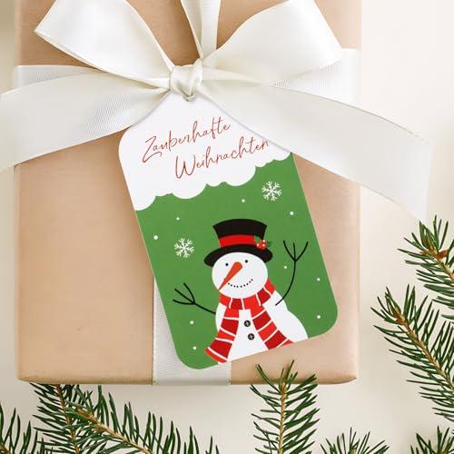 BOFUNX 100 Stücke Weihnachten Geschenkanhänger Weihnachten Geschenketiketten zum Beschriften Bunt Papieranhänger für Weihnachten Geschenke