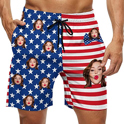 Custom Face Couple Matching Swimsuit Personalized Print Women's Bathing Suit&Men's Swim Trunks Beach Shorts for Summer Gift2