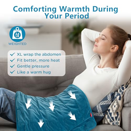 Image of Comfytemp Weighted Heating Pad for Back & Period, 20 inchx24 inch Extra Large Electric Heat Pad, Birthday Gifts for Women Men Mom Dad & Mother Day Gift, 2.4 lb Heated Pad for Neck Shoulder Leg, 2H Auto-Off