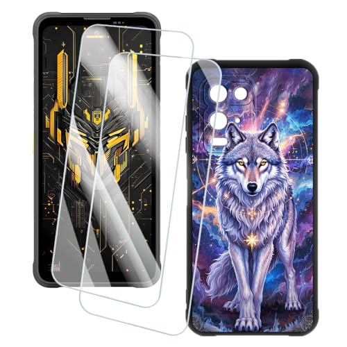 OAGELIM 2�Z�b�g �X�N���[���v���e�N�^�[ + �P�[�X Blackview Fort 5 (6.78 �C���`) �Ƃ̌݊������� �A�[�e�B�X�e�B�b�N�J�X�^���v�����g�J�o�[�Ƌ����K���X�t�B���� �X�N���b�`�h�~ (�T2)