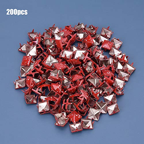 Heepdd 200Pcs Rivets, 9Mm Spike Studs Diy Leathercraft Spike Rivets Bag Leather Clothing Bag Decorative Shoes Rivet(Red Bottom White Dot) #TOP4