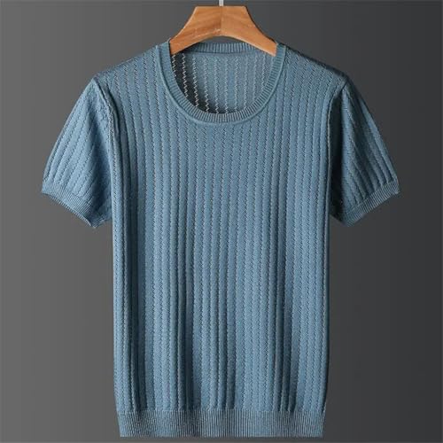 Men's Pullover Sweaters Casual Breathable Thin Short Sleeve Solid Color Knit Sweater2