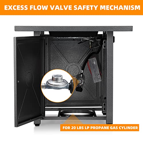 Xbeauty Propane Fire Pit Table, 28" Outdoor Gas Fire Pit Table, 40,000 Btu Auto-Ignition Fire Tables With Lid, Rain Cover And 3 Pounds Lava Stones For Outside Garden Backyard Deck Patio (Square) #TOP5