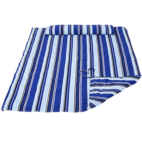 Suncreat Portable Hammock Pad With Soft Pillow, Two-Layer Soft Polyester Pad, Blue Stripes #TOP26