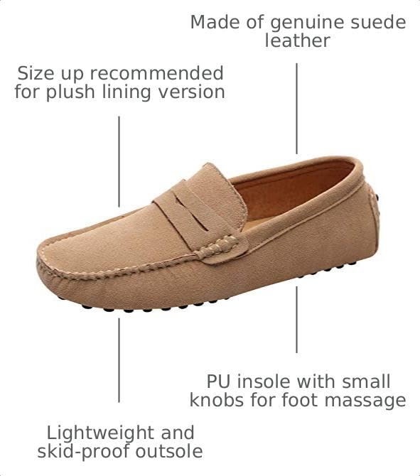 Image of ANUFER Men's Suede Leather Penny Loafers Moccasin Slippers