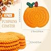 Fall Pumpkin Crochet Coaster 6 Pack, Fall Pumpkin Decor Handmade Knitted Drink Coaster Set, Autumn Decoration Drink Cup Pad Mats for Table Protection, Thanksgiving Home Kitchen Party Table Decor #1