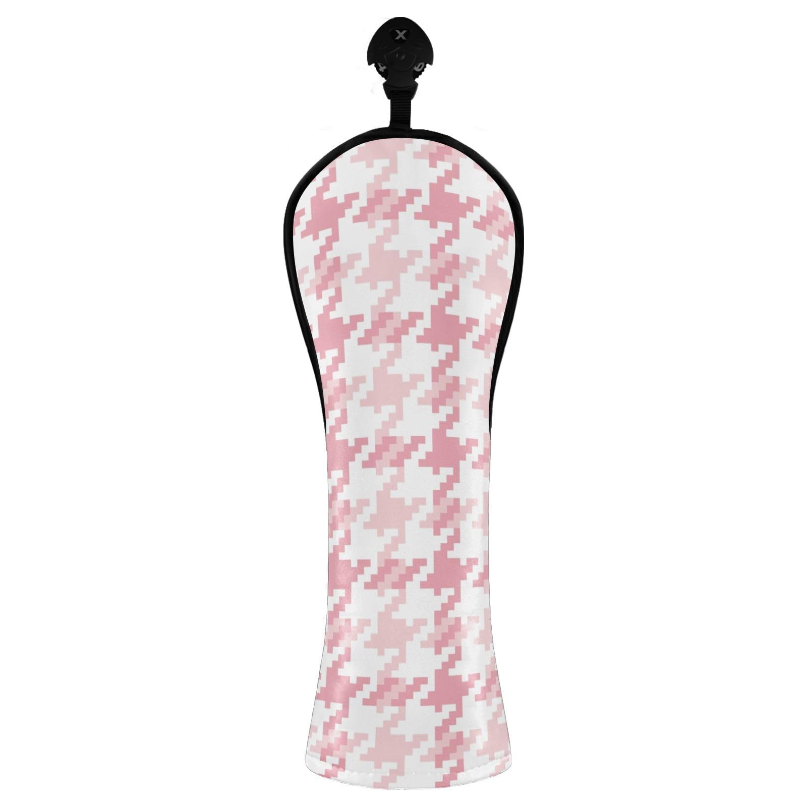 Houndstooth Pink Pattern Golf Club Covers PU Leather Golf Headcovers for Driver