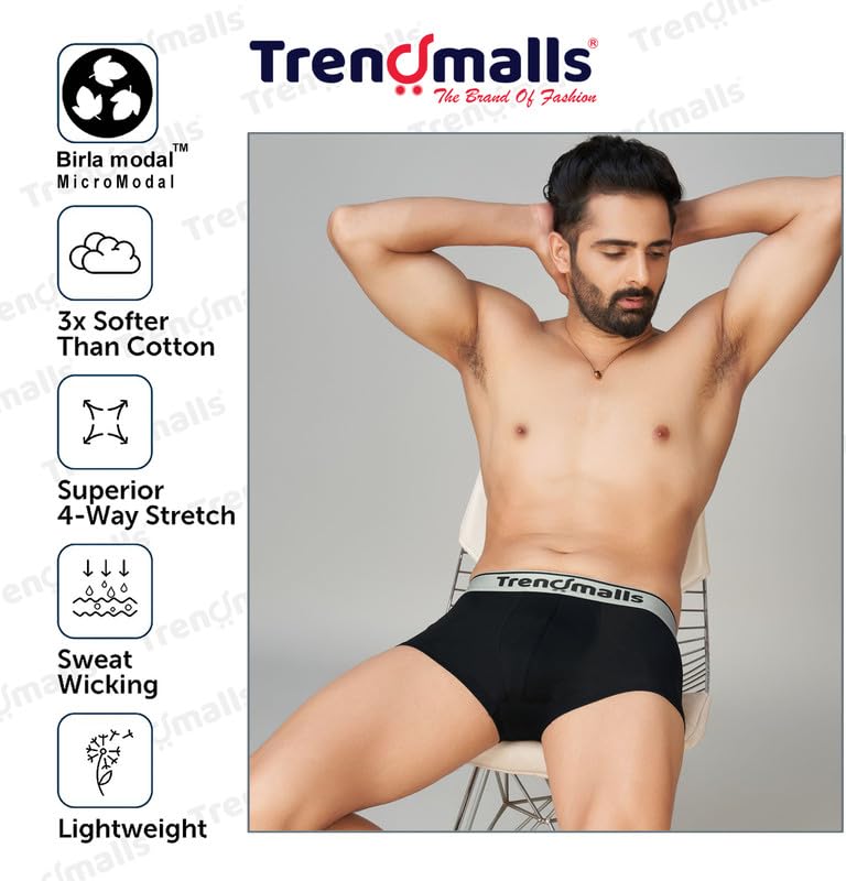 Image of TRENDMALLS Men's Birla Micromodal Regular Fit Solid Men Underwear Trunks with No Marks Waistband