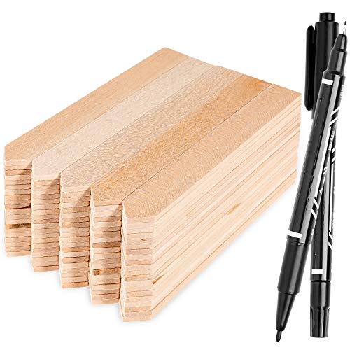 Whaline 100Pcs Wooden Plant Labels with Marker Pens