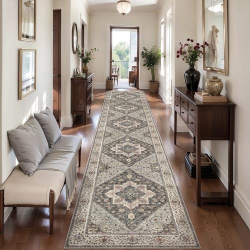 Image of Tangsoo 2.6x14 Hallway Runner Rugs, Washable Runner Rug Non Slip Farmhouse
