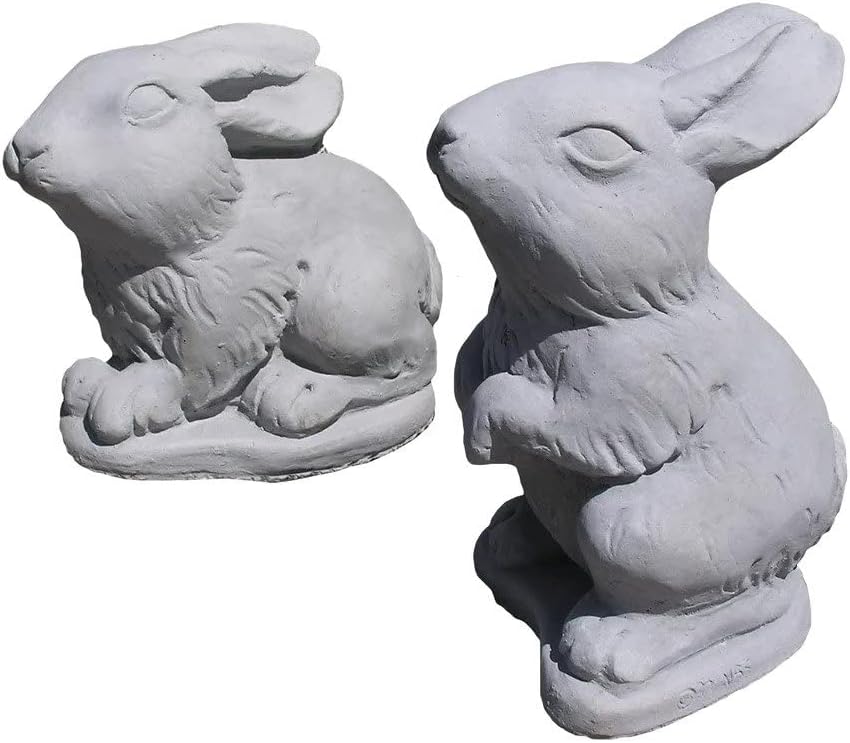 Nichols Brothers Bunny Pair Outdoor Concrete Garden Statues in Antique Gray