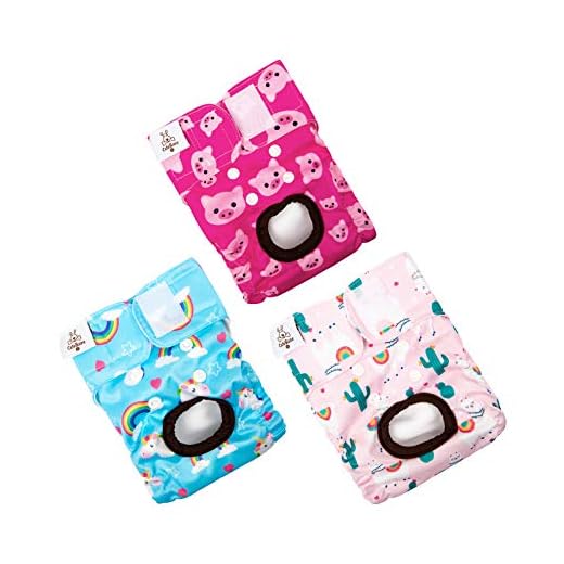 CuteBone Dog Diapers Female Small Washable Doggie Diapers Reusable 3 Pack for Heat D31S