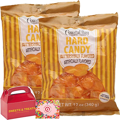 Hard Candy Individually Wrapped Flavored | Fat-Free 0 Trans Fat - Card Included (Butterscotch (Buttley Creamy Sweet & Salty) 2 Bags) #TOP24