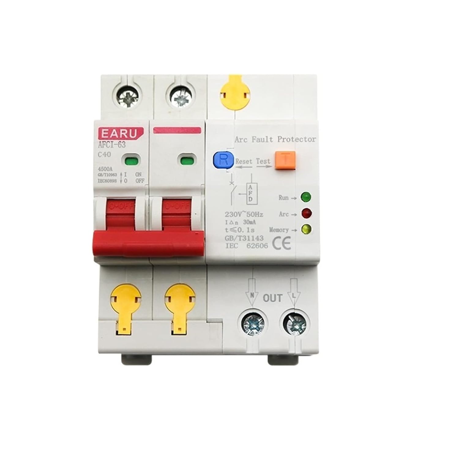 40A 2P AFDD AFCI Arc Fault Protector Dector Circuit Breaker Interrupte Overload Earth Leakage Short Circuit Voltage Protection