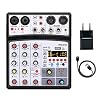 PFDTS 4-kanaals Bluetooth Mini Mixer Sound Card Audio DJ 16 Digitale effecten Ruisonderdrukking LED-niveau Display for Bar Singing (Color : BMG04D WHITE-EU)