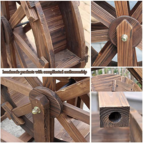 Waterwheel Fountain Wood Water Wheel Waterfall Wooden Garden Indoor Outdoor Wheels Fountain Vintage Rustic Ornamental Pond Decorative Balcony For Patio Backyard, Porch,Yard ( Size : Diameter 50Cm(19.7 #TOP5