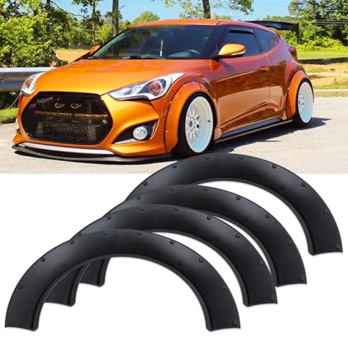 DEERMOTO Universal Fender Flares 4PCS Car Large Fender Wide Body Kit Flexible Wheel Arches Edge Protector PP Material,Dodge Challenger Mustang Car,JDM MODERN(84cm-Wide body)