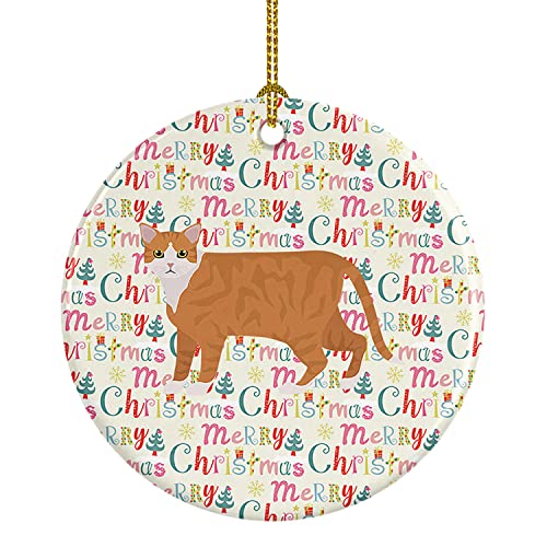 Caroline's Treasures European Shorthair #1 Cat Christmas Ceramic Ornament Christmas Tree Hanging Decorations for Home Christmas Holiday, Party, Gift, 3 in, Multicolor