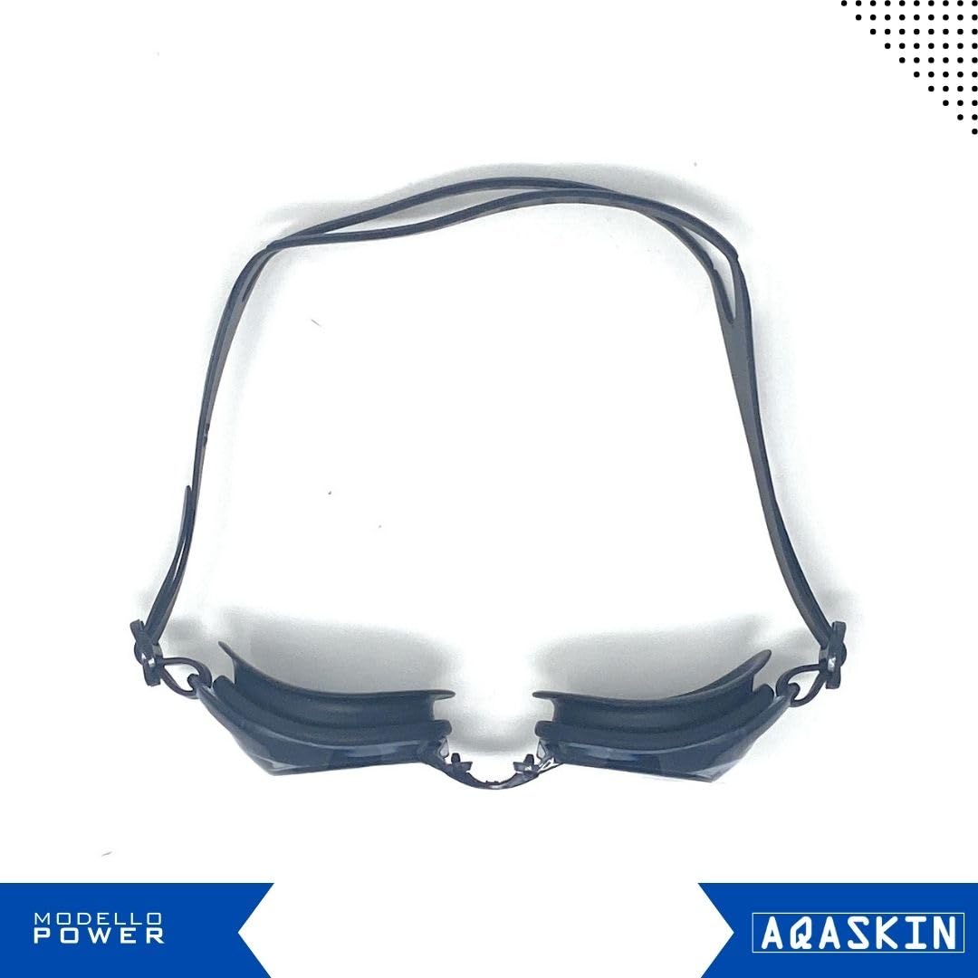 Occhialini Nuoto Professionale Modello POWER - SCONTI QUANTITÁ - Anti-Perdita - Piscina e Mare per Adulti e Bambini - 3 Ponti Nasali Intercambiabili, Cinturino Singolo.