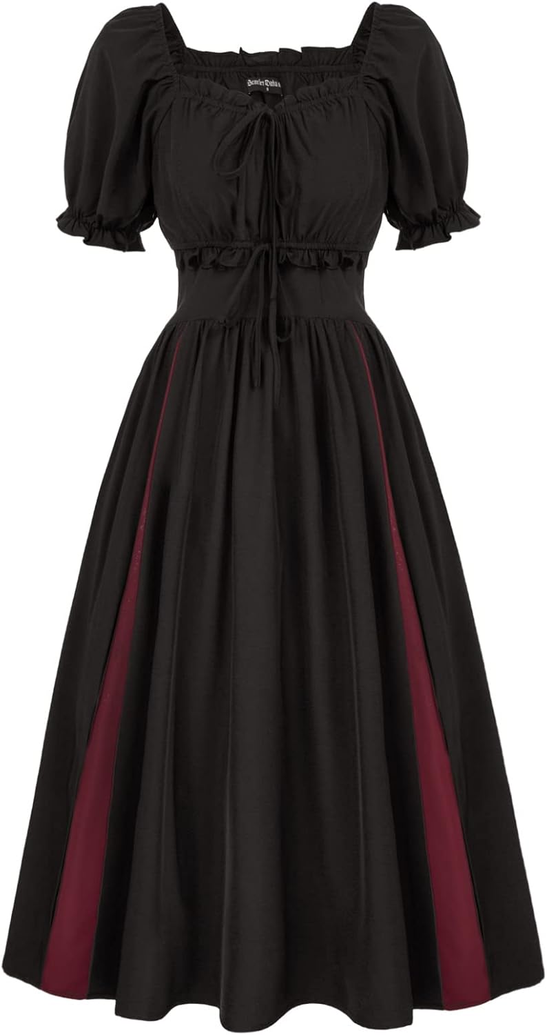 SCARLET DARKNESS Womens Victorian Dress Off The Shoulder Ruffled Elastic Waist Smocked Renaissance Dresses