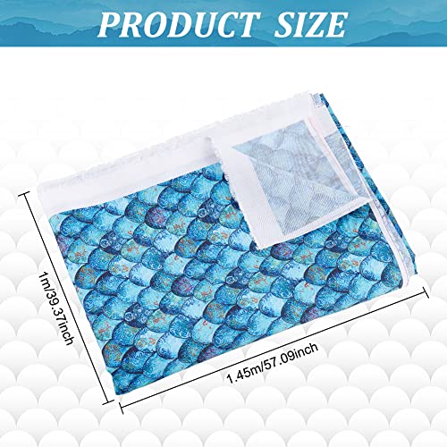 FINGERINSPIRE Mermaid Scales Fabric Cotton Fabric 100x145cm Deep Sea Blue Polyester Fabric Mermaid Printed Fishscale Pattern Fabric Cloth for T-shirt - Image 2