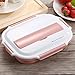 Slim Stainless Steel Square Lunch Box Set - Insulated Leak Proof Lunch Box for Adults and Kids, Non-toxic Tasteless safety, With Insulated Bag And Cutlery - Dishwasher Microwave Safe (Pink)
