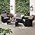 KROFEM 4 Pieces Patio Conversation Set, Outside Rattan Sectional Sofa, Cushioned Furniture Set, Wicker Sofa Ideal for Garden, Porch, Backyard, Black Color Rattan and Light Grey Cushion