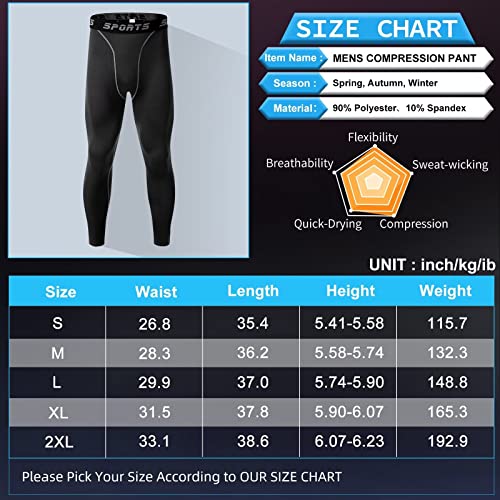 Tesuwel Compression Pants Men Basketball Cool Dry 1 Pack Athletic Workout Running Tights Mens Sports Leggings For Gym Cycling 3335 Black S #TOP6