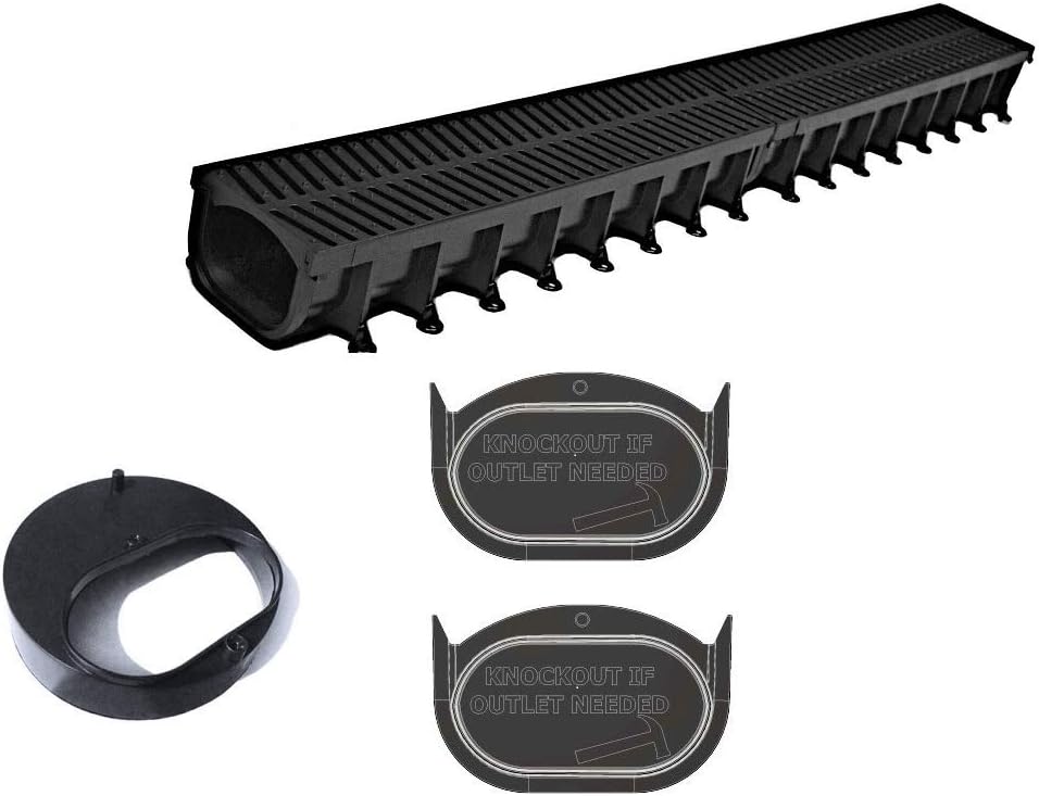 Easy Flow Drainage Kit 6 metres Channel & Grill, 2 Stop Ends, 1 x 110mm Adaptor DRAINKIT1
