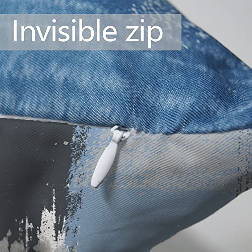 Moonysweet Blue Grey Throw Pillow Covers Gray Abstract Art Artwork Gallery Modern Decorative Square 18X18 Inch Set Of 4 Cushion Covers For Bedroom Sofa Living Room Decor Patio Outdoor Waterproof #TOP5