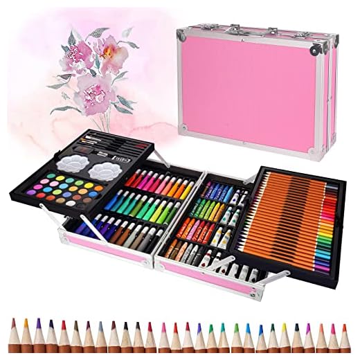 120pcs Conjunto de Dibujo de Arte, Creatividad Herramientas de Pintura Incluye Crayones de Cera, Acuarelas, Lápices de Colores, Pasteles, Regalos para Niños, Estudiantes, Principiantes y Artistas#1