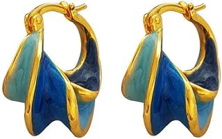 Fashionable Enamel Color Metal Texture Small Hoop Earrings For Women Gold Plated Statement Ear Buckle Creative Jewelry Gifts