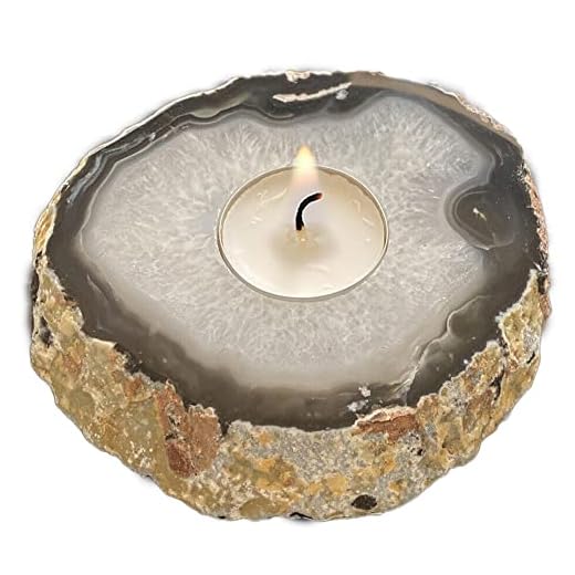 JIC Gem Natural Agate Tea Light Candle Holder Crystal Healing Stone Home Decor 0.6-1.0 LBS