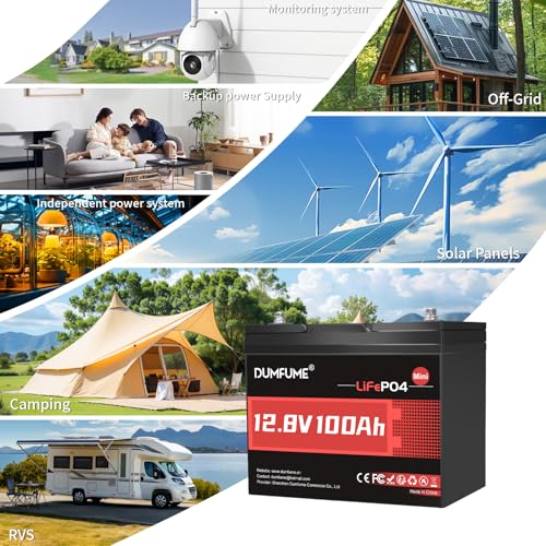 Image of 12V 100Ah Mini LiFePO4 Lithium Battery, Built-in 100A BMS,1280Wh Deep Cycle Rechargeable Battery 6000+ Cycles 10-Year Lifespan for RV, Solar, Off-Grid and Home Energy Storage