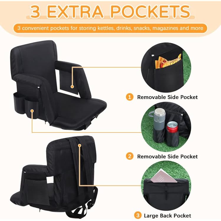 CBBPET Stadium Seats with Back Support, Folding Bleacher Seats with Arm