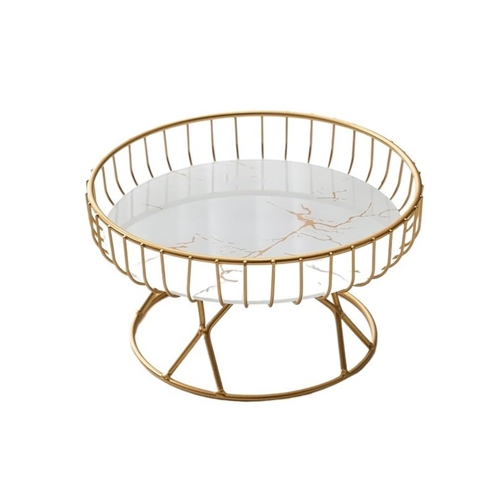 Zhaoj24-05 Fruit Racks Fruit Dish Metal Wire Basket with Base Home Coffee Table Candy Snack Tray(White,Small)
