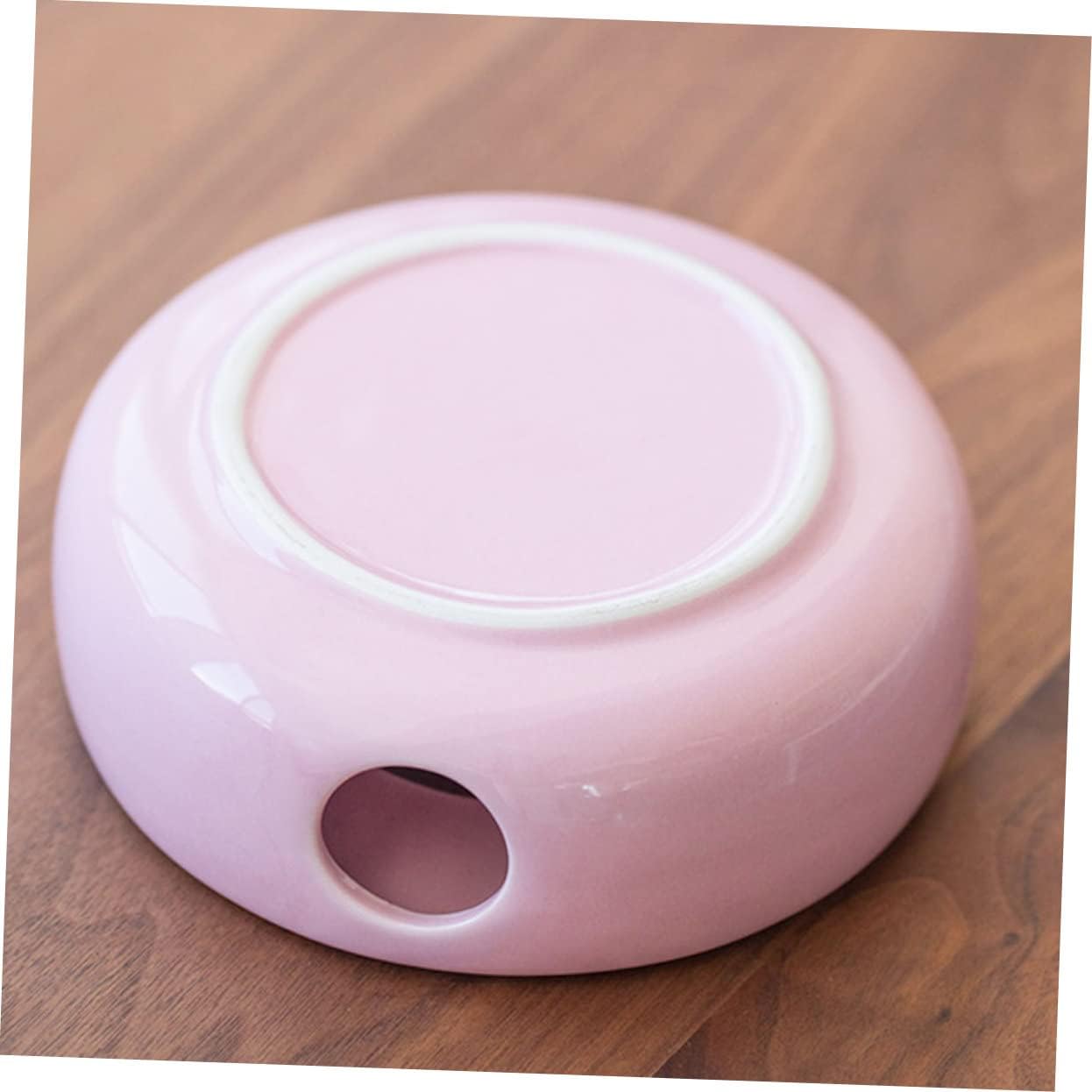 Alipis Ceramic Teapot Warmer with Candle Holder Portable Tea Stove Warmer Base for Home Office Tea House Ventilated Heat Dissipation Design Lightweight Kitchen Gadget in Pink Purple