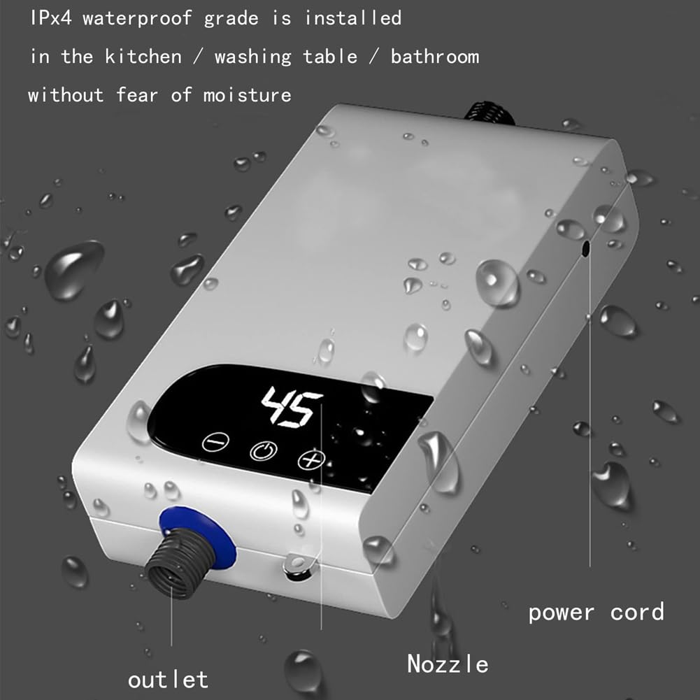 Calentador de agua eléctrico de 4500 W - Calentamiento rápido instantáneo, pequeño calentador de agua eléctrico, temperatura constante, enchufe de la UE, fácil instalación, fácil de usar