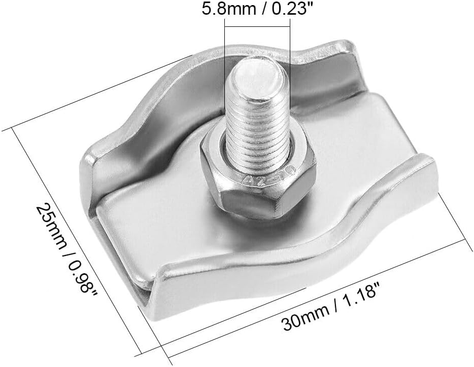 Toolparts And Accessories 4 Pcs 304 Stainless Steel Single Wire Rope Clip Cable Clamp For 4mm-5mm Rope (#CN#130824-12672)