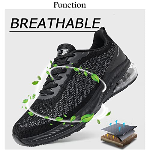 Foto von sotirsvs Sportschuhe Herren Damen Laufschuhe Leicht Turnschuhe mit Luftpolster Straßenlaufschuhe Atmungsaktiv Air Schuhe Running Sneakers rutschfest Mode Bequem Walking Jogging black39